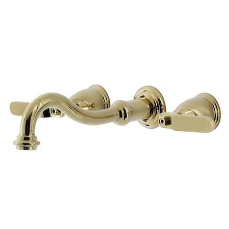 Kingston Brass KS3122KL Two-Handle Wall Mount Bathroom Faucet, Polished Brass KS3122KL